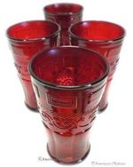 Depression glass red tumblers