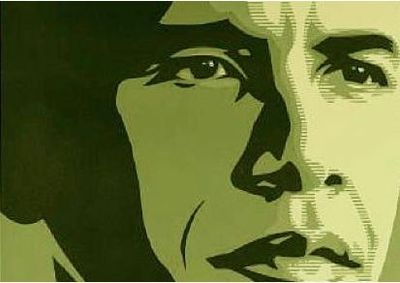 Cropped Obama Shepard Fairey poster green