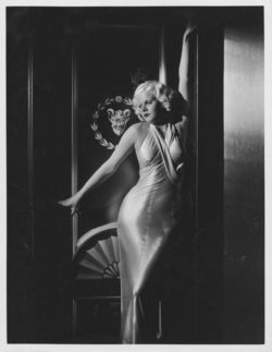 Jean Harlow Dinner at Eight satin dress at door © Pancho Barnes Trust Estate Archive