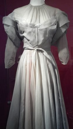 Multicolored pastel silk organza gown by Valentina, worn by Hepburn as Jamie Coe Rowan in Without Love [1942]; Kent State University Museum, KSUM 2010.12.62, Gift of the Estate of Katharine Hepburn.