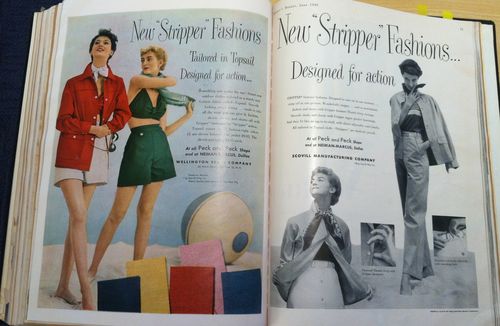 Harper's Bazaar 1949 ad New Stripper Fashions